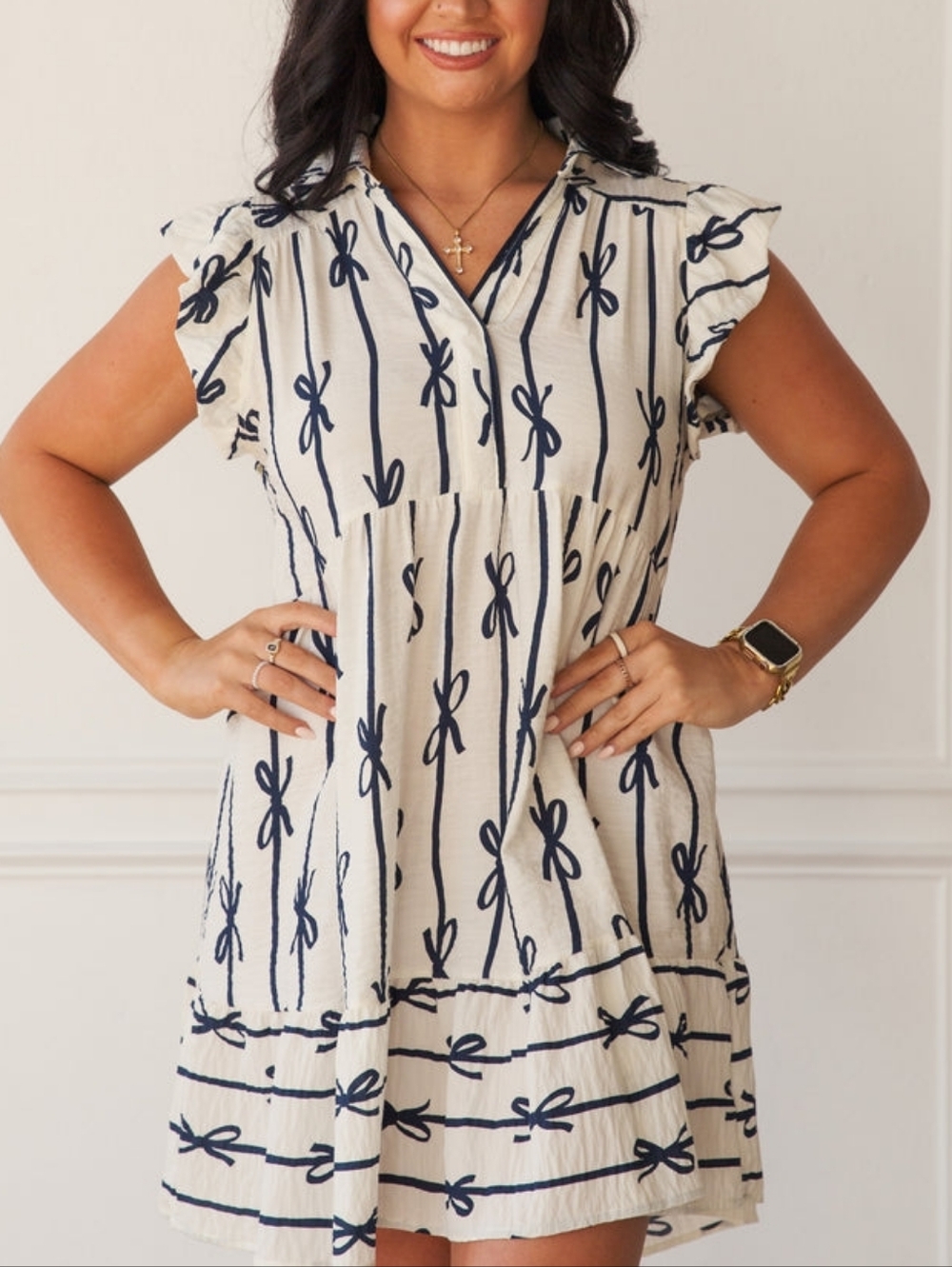 💥UMGEE Woman's Bow-Print  Dress Size L